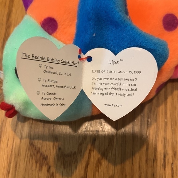 TY Beanie Baby - LIPS the Fish (8 inch) 1999 vintage - Picture 4 of 6